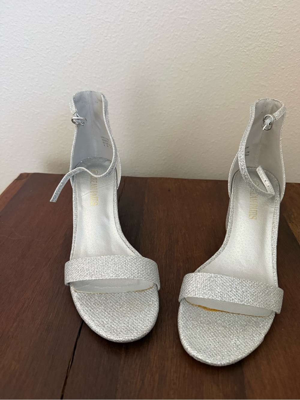Dream Pairs Silver Sparkle Ankle-Strap Heels